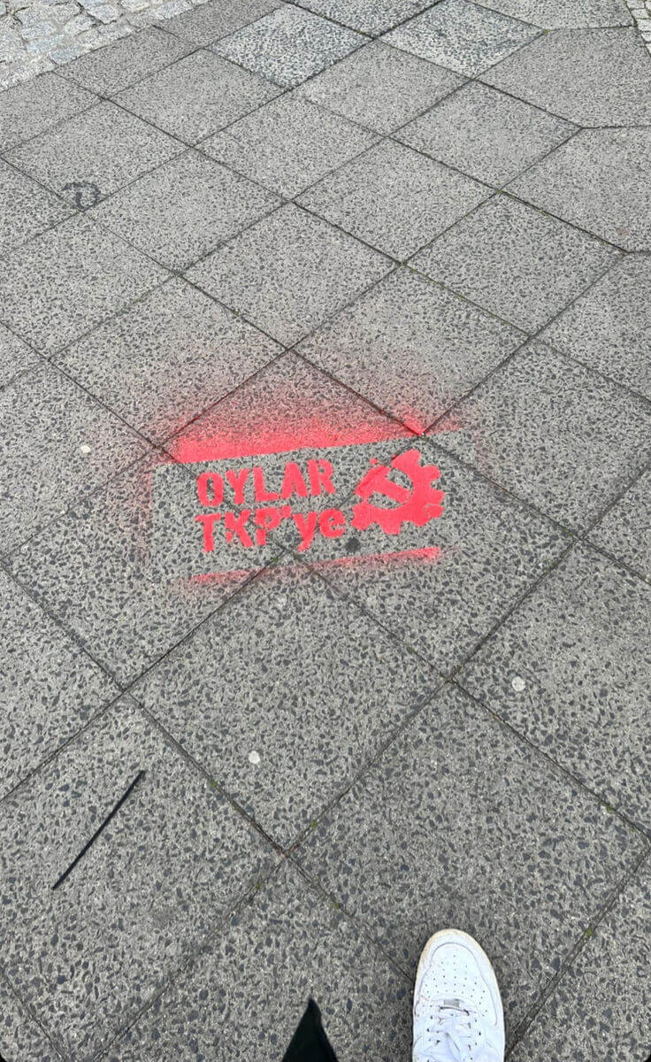 Oylar TKP&rsquo;ye (Votes for the &lsquo;Communist Party of Turkey&rsquo;) sign on Berlin streets