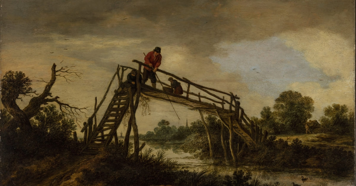 Landscape with Bridge (1652) - Pieter de Molijn